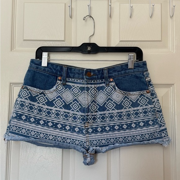 Forever 21 Pants - Forever21 Y2K style Denim Blue Geometric Jean Shorts